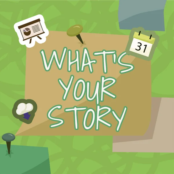 Text Caption Presenting Whats Your Story Business Approach Asking Someone — Stock Fotó
