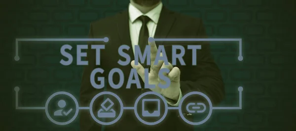 Legenda Texto Apresentando Set Smart Goals Conceptual Photo Estabeleça Objetivos — Fotografia de Stock