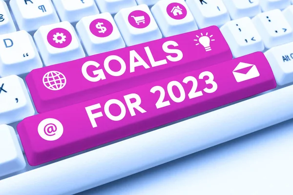 Tekst Weergeven Doelstellingen Voor 2023 Concept Betekenis Volgende Dingen Die — Stockfoto