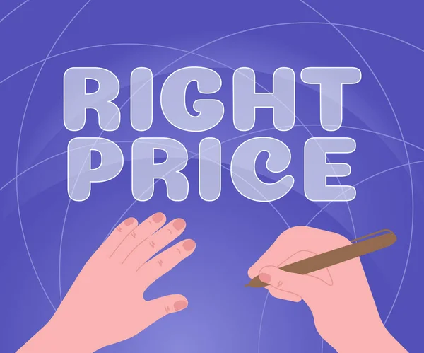Legenda Conceitual Preço Certo Palavra Para Quantidade Dinheiro Que Razoável — Fotografia de Stock