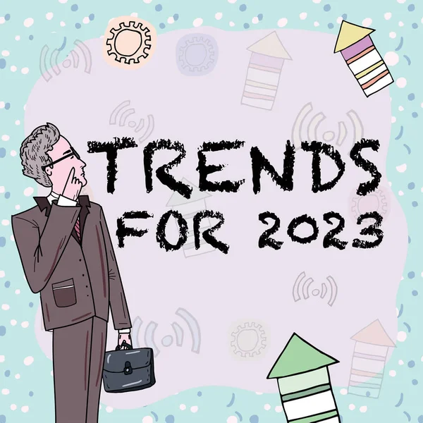 Tanda Teks Yang Menunjukkan Trends Untuk Tahun 2023 Konsep Yang — Stok Foto