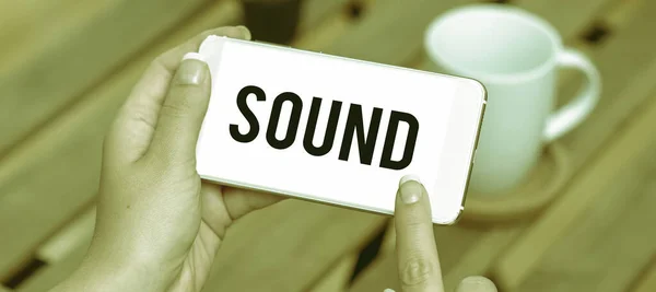 Konceptuell Display Ljud Ord Skrivet Vibrationer Som Färdas Genom Luften — Stockfoto