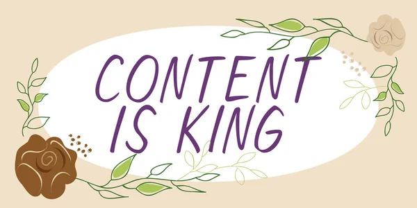 Tekst Pisma Ręcznego Content King Business Concept Content Heart Todays — Zdjęcie stockowe