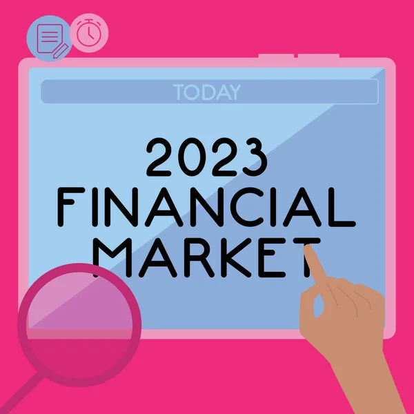 2023年金融市場を示すテキスト記号 通貨の取引所を意味する概念 — ストック写真