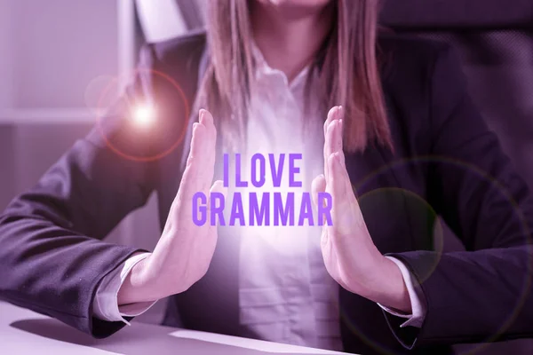 Text Bildtext Som Presenterar Jag Älskar Grammatik Affärsidé Akt Beundra — Stockfoto