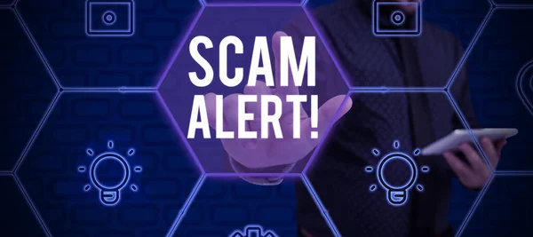 Handwriting Text Scam Alert Business Approach Warning Someone Scheme Fraud — Stock Photo, Image