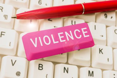Şiddeti temsil eden metin başlığı, fiziksel gücün yaralamak, taciz etmek, zarar vermek veya yok etmek için kullanılması anlamına gelir