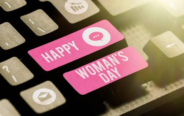 コンセプトディスプレイ世界中のすべての女性の本質を記念して 幸せな女性の日 ビジネスアプローチ — ストック写真