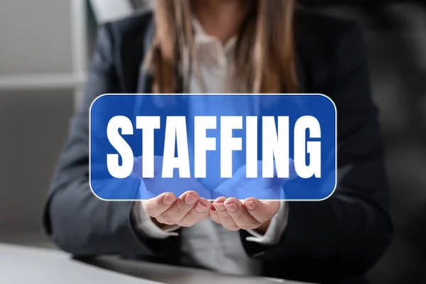 Conceptual Display Staffing Word Percentage Workers Replaced New Employees — Stock Photo, Image