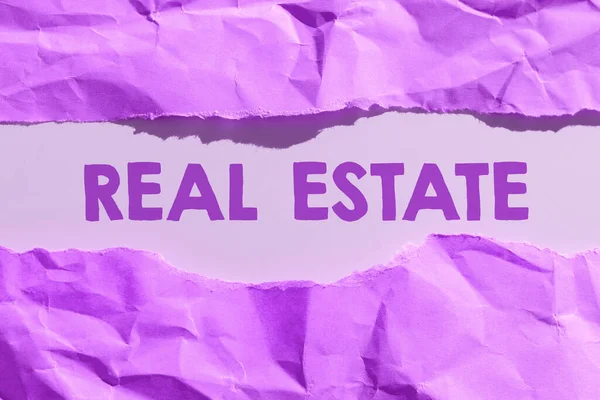 Text Zobrazující Inspiraci Real Estate Business Koncept Nemovitosti Skládající Pozemků — Stock fotografie