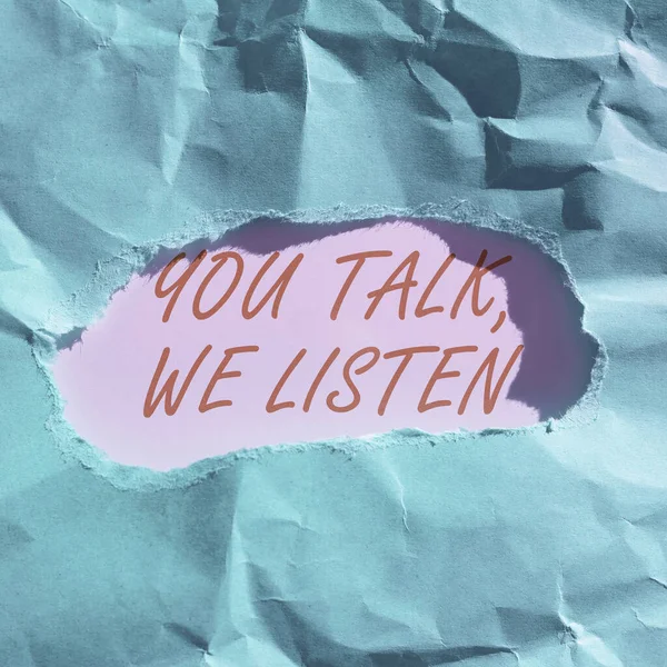 Fogalmi Felirat Beszélsz Hallgatunk Üzleti Megközelítés Kétirányú Kommunikáció Motivációs Beszélgetés — Stock Fotó