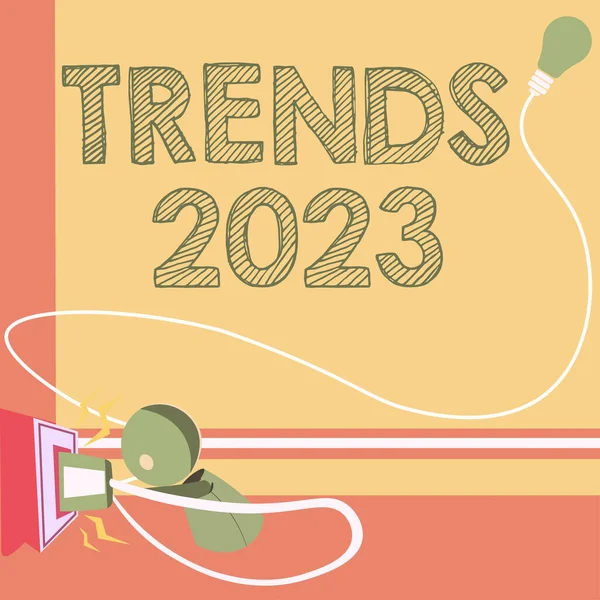 Inspiration Showing Sign Trends 2023 Word Upcoming Year Prevailing Tendency — Stock Photo, Image