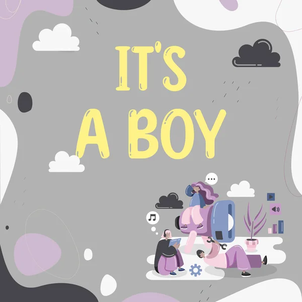 Écriture Afficher Texte Boy Concept Entreprise Attendre Bébé Mâle Mignon — Photo