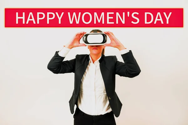 コンセプト表示幸せな女性の日 世界中のすべての女性の本質を記念してビジネスアプローチ — ストック写真