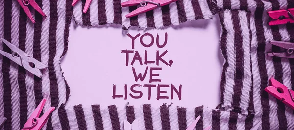 Inspirace Ukazující Znamení Mluvíte Posloucháme Obchodní Přehled Dvoucestná Komunikace Motivační — Stock fotografie