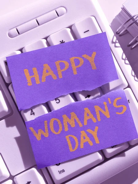 手書きのテキスト世界中のすべての女性の本質を記念して幸せな女性の日 ビジネスコンセプト — ストック写真