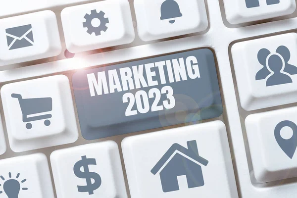 2018 Hand Writing Sign Marketing 2023 Concept 2023 행사를 동향을 — 스톡 사진