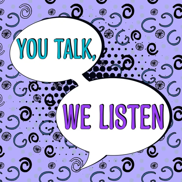 Inspiráció Mutató Jel You Talk Hallgatunk Fogalmi Fotó Kétirányú Kommunikáció — Stock Fotó