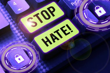 Kavramsal görüntü Nefret Durdurma, İnternet Kavramı Diğerlerine yönelik agresif baskı ve sindirmeyi önler