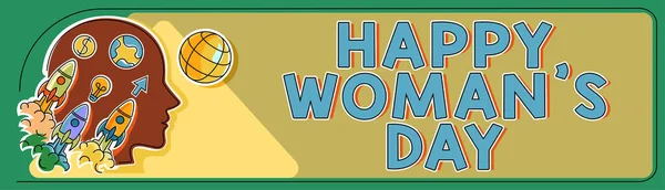 Tekst Pisma Happy Womans Day Koncepcja Biznesowa Upamiętniająca Istotę Każdej — Zdjęcie stockowe