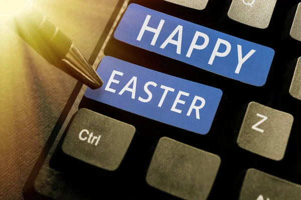 Inspiráló Szöveg Boldog Húsvétot Internetes Koncepció Jézus Feltámadására Emlékező Keresztény — Stock Fotó