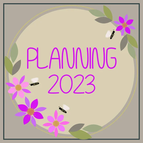Panneau Affichage Planification 2023 Mot Pour Commencer Avec Fin Dans — Photo
