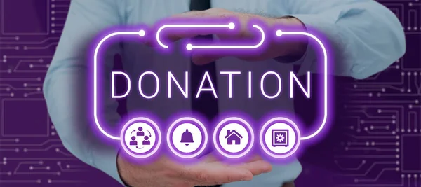 Mostra Concettuale Donazione Business Idea Realizzazione Regalo Soprattutto Beneficenza Istituzione — Foto Stock