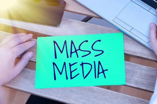 Scrittura Visualizzazione Del Testo Mass Media Business Overview Gruppo Che — Foto Stock