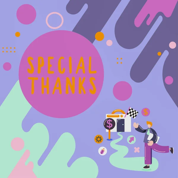Textový Nápis Speciálními Poděkováními Slovo Napsané Ocenění Něčeho Nebo Někoho — Stock fotografie