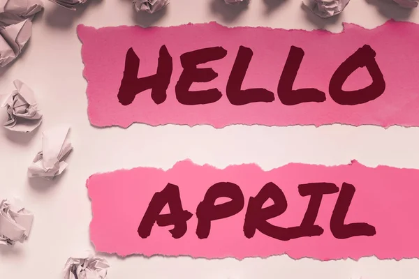 Texto Caligrafia Hello April Business Approach Greeting Expression Used Welcoming — Fotografia de Stock