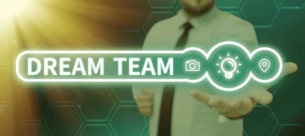 Writing Displaying Text Dream Team Word Prefered Unit Group Make — Stock Photo, Image