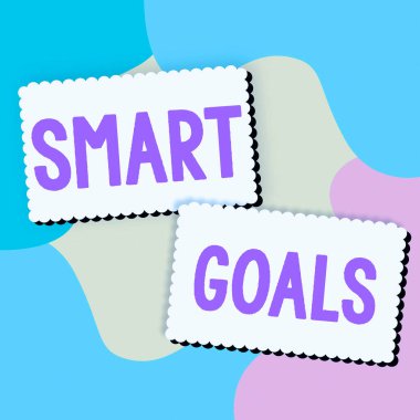 Akıllı Hedefleri gösteren metin başlığı, hedef ve yön belirlemek için temel olarak kullanılan İş yaklaşımı anımsatıcı