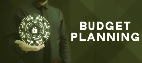 Знак Відображає Бюджетне Планування Інтернет Концепція Процесу Побудови Бюджету Потім — стокове фото