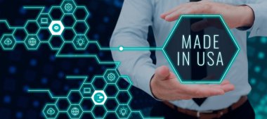 Metin başlığı sunumu: Made in Usa, Internet Concept Amerikan markası Üretilmiş Yerel Ürün