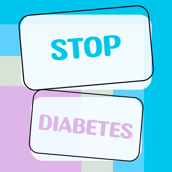 书写文字停止糖尿病 概念意思是血糖水平高于正常注射胰岛素 — 图库照片