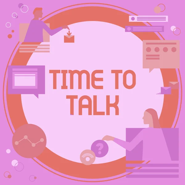 Scrivere Visualizzazione Del Testo Time Talk Business Idea Discutere Con — Foto Stock