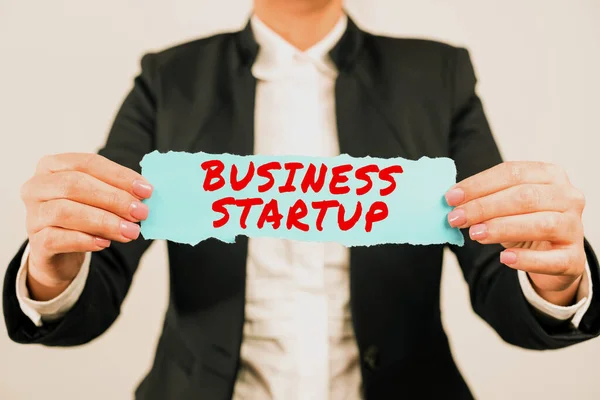 Szöveges Megjelenítés Business Startup Word Kereskedelmi Műveletek Elindításának Első Szakaszában — Stock Fotó