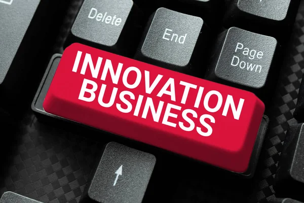 Legenda Conceitual Innovation Business Word Escrito Introdução Novas Ideias Fluxos — Fotografia de Stock