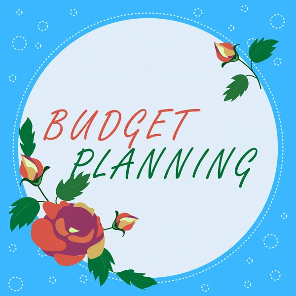 Assinar Exibindo Planejamento Orçamental Processo Conceito Negócio Construção Orçamento Seguida — Fotografia de Stock