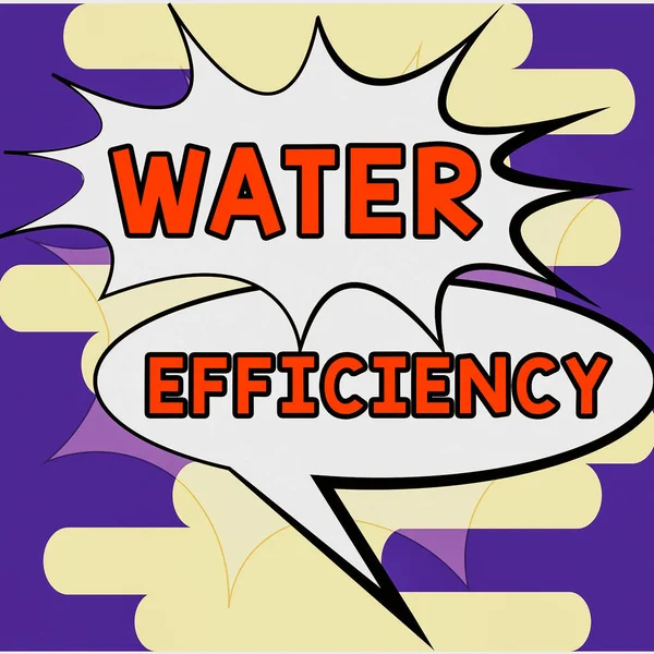 水の効率性を示すテキストキャプション 事業概要必要な水の量を測定することにより水の無駄を削減 — ストック写真