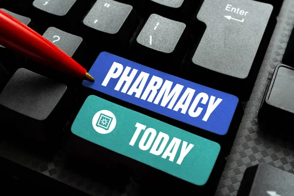 Conceptual Caption Pharmacy Business Koncept Praxe Přípravy Výdeje Léků Předpis — Stock fotografie