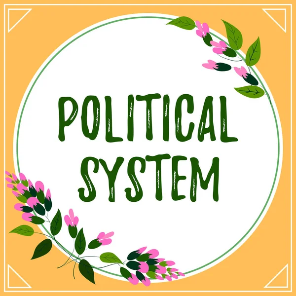 Sinal Texto Mostrando Sistema Político Palavra Para Processo Tomada Decisões — Fotografia de Stock