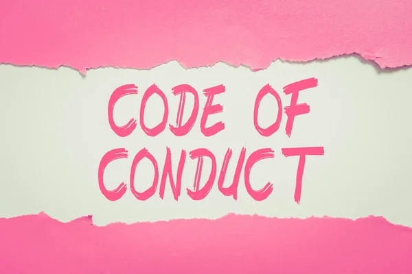 Signer Afficher Code Conduite Concept Entreprise Règles Éthique Codes Moraux — Photo