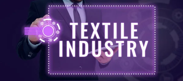 Texto Que Mostra Inspiração Indústria Têxtil Produção Fotos Conceituais Distribuição — Fotografia de Stock