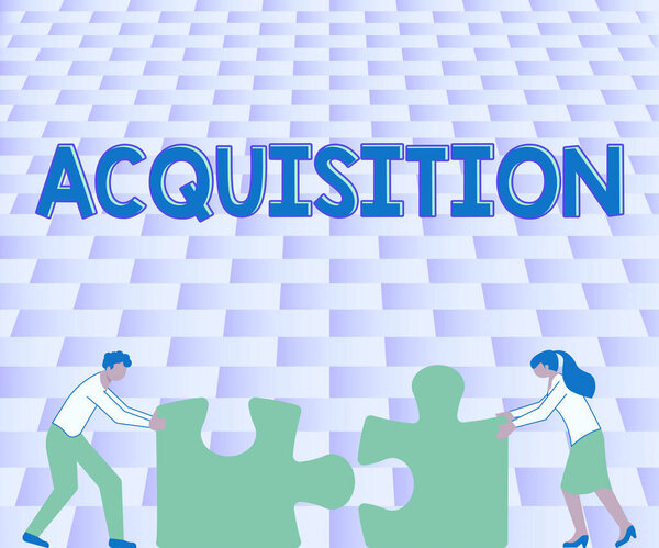 Hand writing sign Acquisition, Word for asset or object bought or obtained, typically by a library