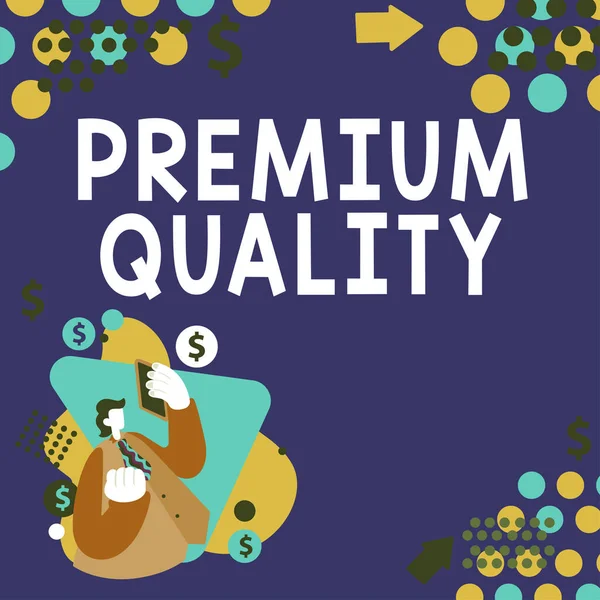 Text Rukopisu Premium Quality Koncept Znamená Značku Která Dosahuje Stupně — Stock fotografie