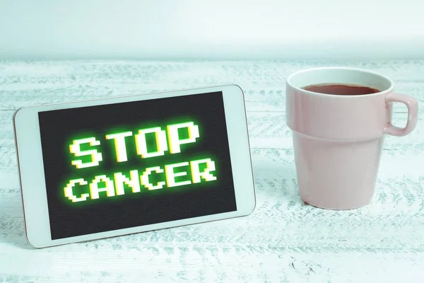 Légende Conceptuelle Stop Cancer Photo Conceptuelle Prévenir Croissance Incontrôlée Des — Photo