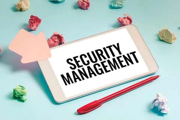 Handwriting Text Security Management Internet Concept Identificação Ativos Uma Organização — Fotografia de Stock