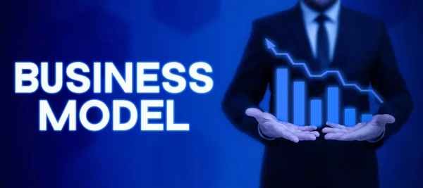 Ручной Знак Business Model Word Model Showing How Company Operates — стоковое фото