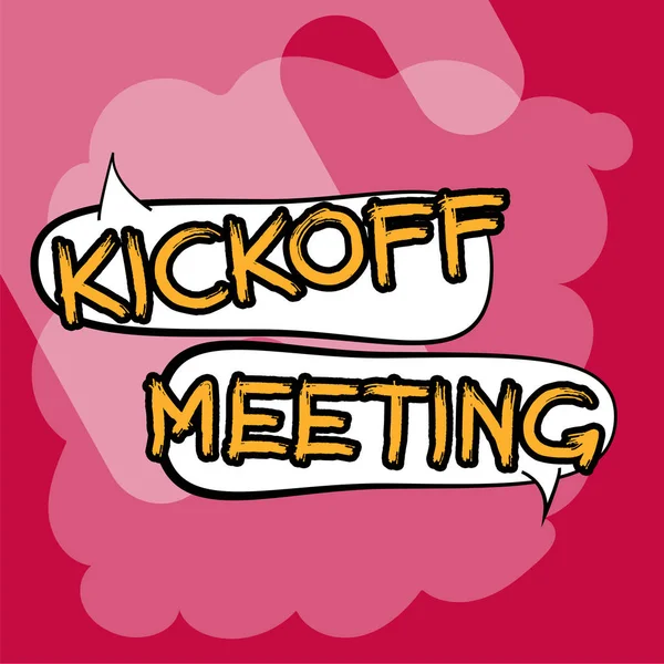 Texto Caligrafia Kickoff Meeting Business Overview Discussão Especial Sobre Legalidades — Fotografia de Stock